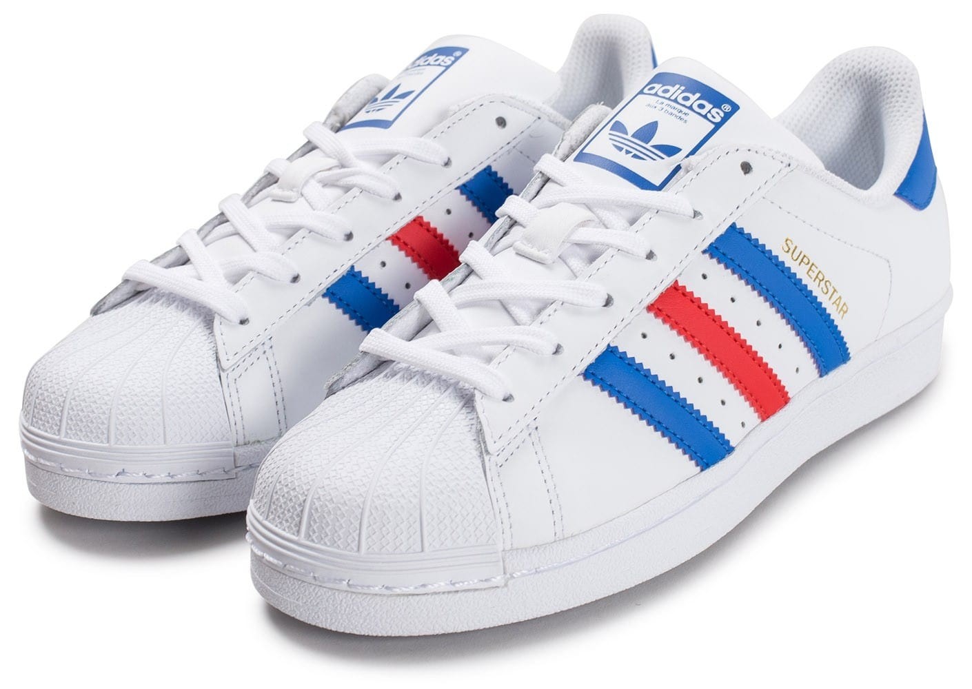 adidas superstar foundation blanc bleu marine rouge